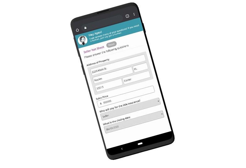 Net sheet on cell phone